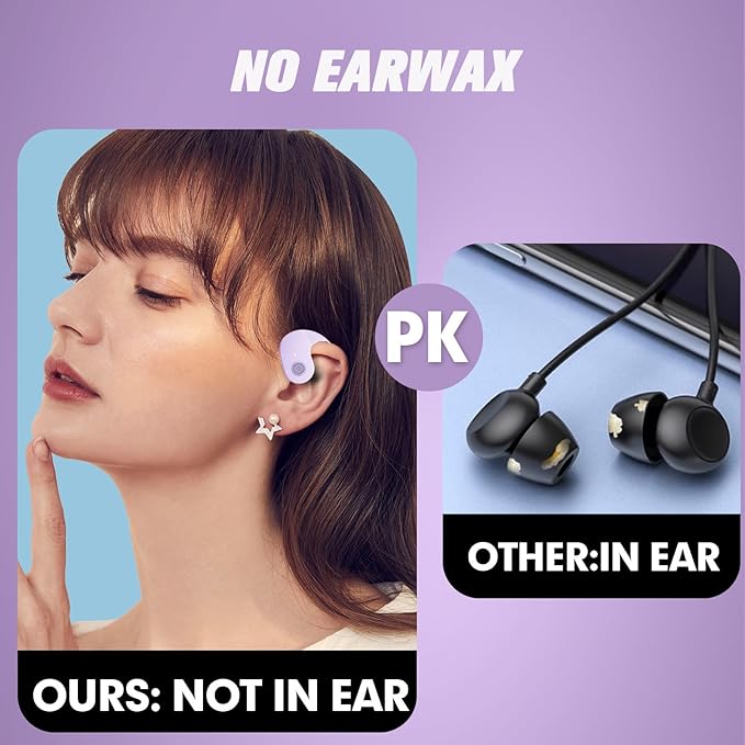 Over The Ear Earbuds Open Ear Buds Headphones Over Ear Air Bone Conduction Earbuds Earphones Bone Conducting Air Bone Conduction Headphones Bluetooth Over-Ear Purple