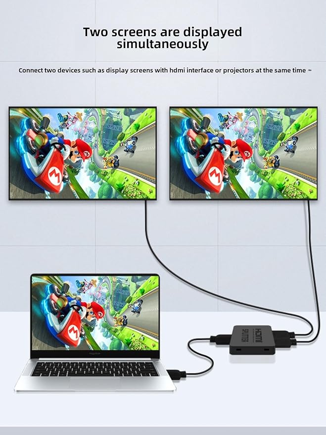 HDMI Splitter 1 in 2 Out [with USB Cable] 4K 1x2 HDMI Splitter Repeat/Mirror Screen Only (Not Extend), 1 Source Extend to 2 Display Devices