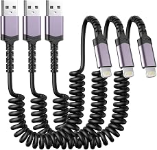 3 Pack Coiled Lightning Cable for Car [MFi Certified] Retractable iPhone Charger Apple CarPlay USB to Lightning Cord Fast Charging for iPhone 14 13 12 11 Pro Max Mini XR XS 8 SE - Image 1