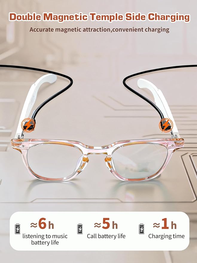 Smart Glasses for Women, Bluetooth Glasses with AI Translation & Color-Changing Blue Light Blocking Lenses, Touch Control Voice Assistant for Business, Travel, Meetings