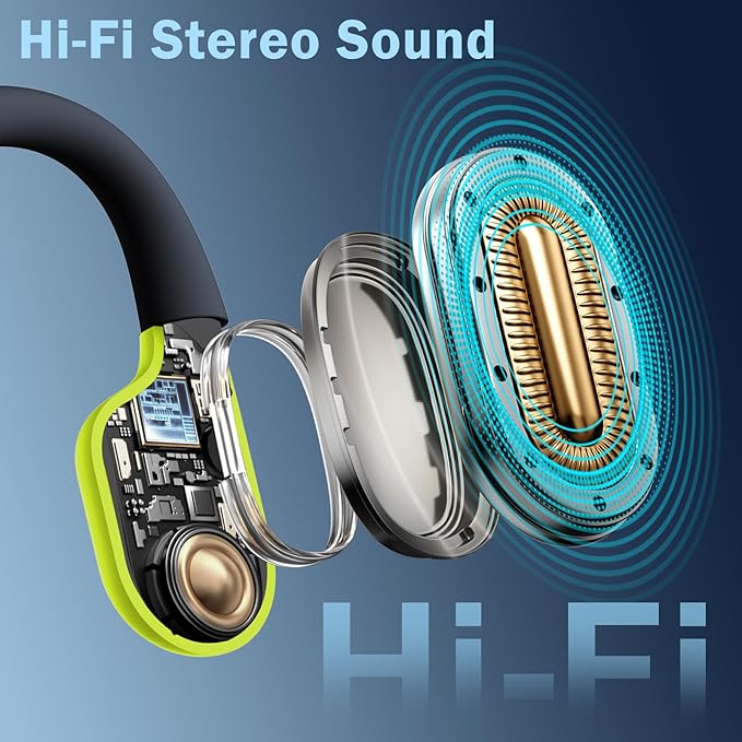Liquid Silicone Swimming Headphones-Bone Conduction Headphones, IP68 Waterproof Underwater Earphones, LiteSurge Bluetooth Soft/Skin Open Ear Swim Earbuds with 32 GB MP3 Memory for Sport-Neon Green
