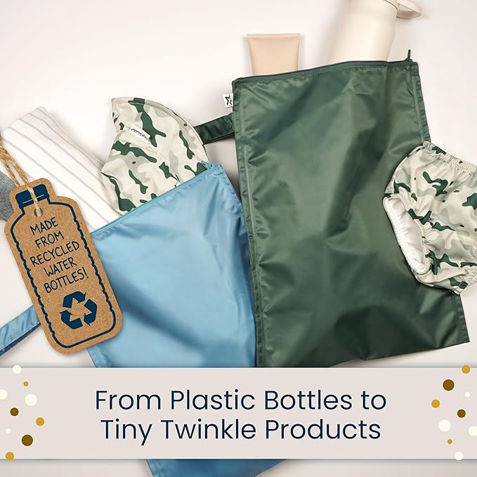 Tiny Twinkle Mess Proof Wet Bags | 2-Pack Reusable Waterproof Wet Bags for Swimsuits | Baby Clothes | Travel & Diaper Bag (Unisex Checkers)