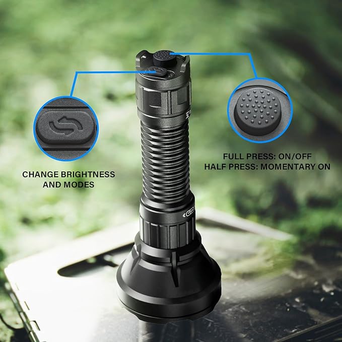 Sofirn Tactical Flashlight 2000 Lumens, 3162 Feet Beam Long Throw, Long Runtime, Hidden Type-C Port, Dual Tail Switch, Rechargeable Zoomable Light for Hunting/Camping/Emergencies, IPX8 Waterproof