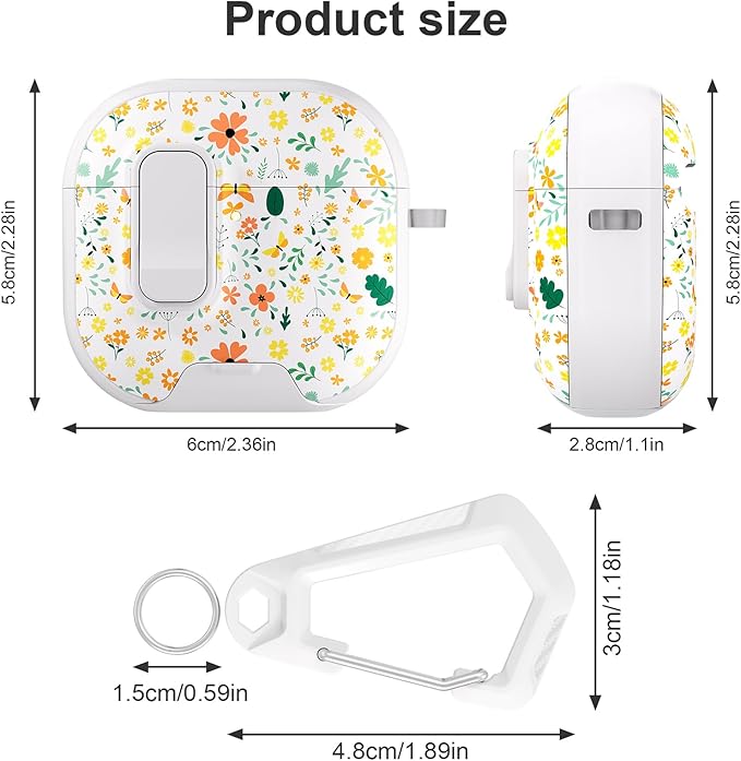 for AirPods 4 Case with Secure Lock Clip in Phone Stand,Floral Girly Style Protective Cover with Cleaning Kit and Hand Strap for Apple AirPod 4 Generation (Four-Leaf Clover)