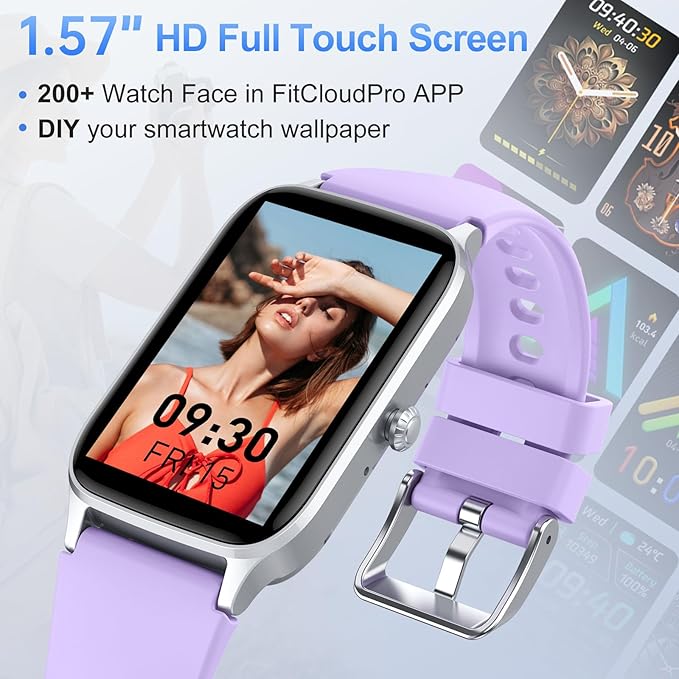 Smart Watch for Men Women, 1.57" Smartwatch(Answer/Make Call), 2025 NEW Fitness Tracker with Heart Rate/Sleep Monitor/Pedometer, IP68 Waterproof, 110 Sport Modes, Fitness Watch for Android iOS Purple