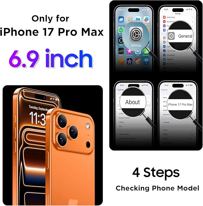 Temdan Compatible with iPhone 17 Pro Max Case,Waterproof Built-in Screen & Camera Protector IP68 Underwater Full Body 17FT Military Dropproof Shockproof Phone Case 6.9"-Orange/Clear