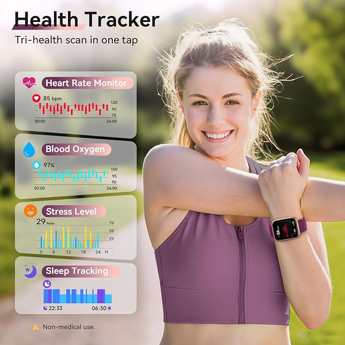 Smart Watches for Women, 1.85" HD Smart Watch for Android/iPhones (Make/Answer Calls), Fitness Tracker Watch with 24/7 Heart Rate Monitor, Sleep/Step Count Tracker, 120+ Sport Modes Pedometer Watch