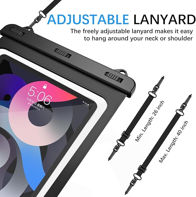 Universal iPad Waterproof Case Dry Bag Pouch for IPad Pro 11" iPad Pro 10.5" IPad 11th/10th/9th/8th iPad Air 6/5/4 10.9" New iPad 9.7 Galaxy Tab S10/S9/S8 S10/S9 FE Galaxy Tab A8/A9+/S6 Lite