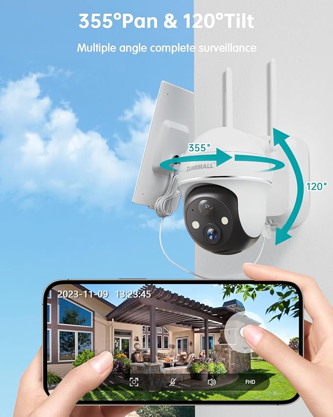 ZUMIMALL 2K Solar Security Cameras Wireless Outdoor 4-Pack – 360° View, Color Night Vision & AI Detection