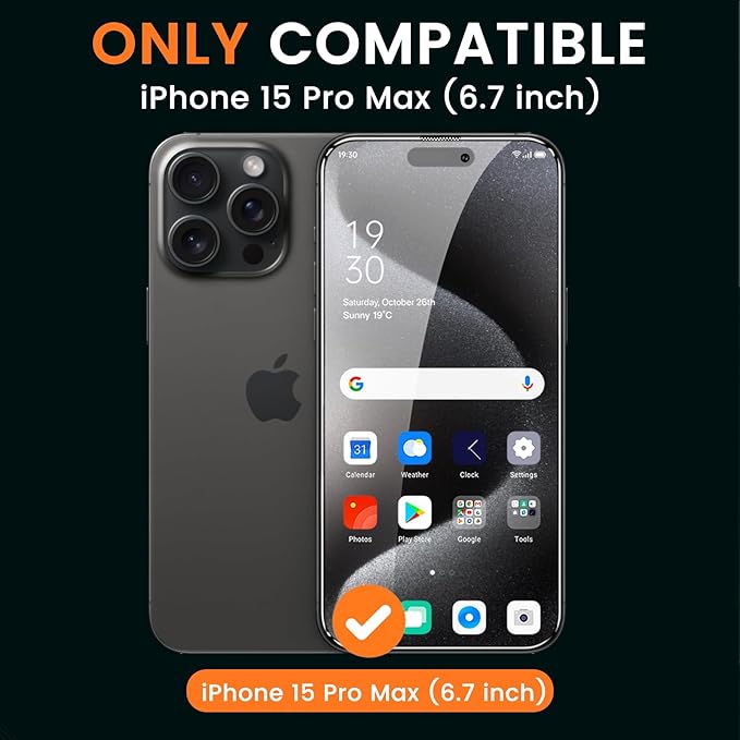 BNCHI 3 Pack for iPhone 15 Pro Max Privacy Screen Protector + 3 Pack Camera Lens Protector, Shatterproof Premium Tempered Glass, Auto-Dust Removal, 28°Anti Spy, 9H Full Coverage Tempered Glass Film