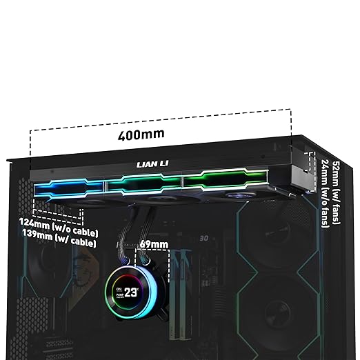 Lian Li Hydroshift II-C 360TL RGB Liquid CPU Cooler - 360mm AIO - 3X 120 RGB Fans - 2.1??IPS LCD Screen - 3 Control Mode - Flexible Tubes Clamp - LGA 1851/1700, AMD AM5/AM4 - Black (HS2LCD36TB)