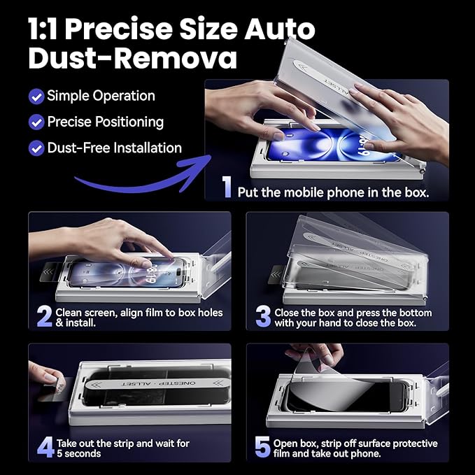 25° Anti-Spy Privacy Screen Protector for iPhone 17 Air 6.5 Inch, 3-Pack with Auto-Alignment Kit – 9H Hardness, HD Clear, Bubble-Free, Case-Friendly Tempered Glass