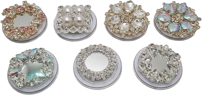Crystal Rhinestone and Faux Pearl Magnetic Phone Grip Stand, Compatible with MagSafe, Adhesive Metal Ring Included, Detachable Kickstand Holder (Royal Pearl Square)