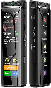 8GB Digital Voice Recorder with Playback, Innioasis R1 Full Touchscreen Voice Recorder with Bluetooth, Voice Activated Sound Audio Recorder Device with Mic Black