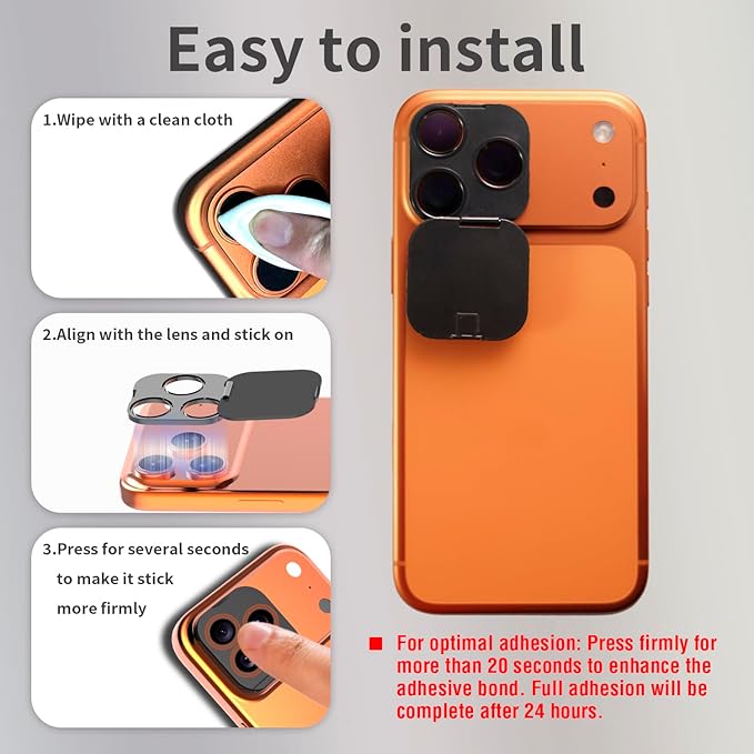 Phone Camera Lens Cover 2-Pack, Compatible with iPhone 17 Pro/17 Pro Max,UV-Printed Privacy,Camera Lens Protector to Protect Privacy,Security Protector with Strong Adhesive,Black