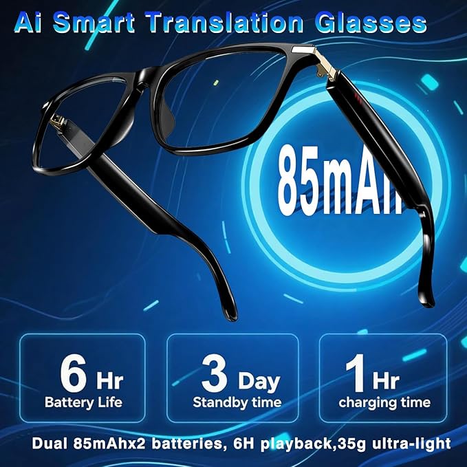 Ai Translation Smart Glasses with ChatGPT,Bluetooth Glasses with 164+ Language Translation,Translator Glasses Physical Color-Change Lenses,Multifunctional Audio Eyewear for Women Men (M01)