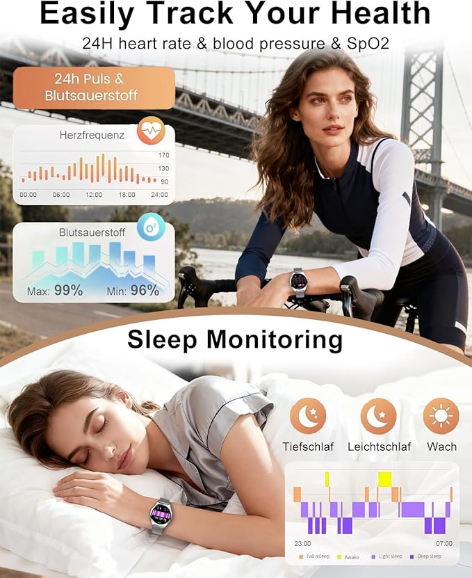 Smart Watches for Women, 1.27" TFT Touchscreen Smartwatch Answer/Make Call, Activity Fitness Trackers with 120+ Sports/HR/Sleep/SpO2 Monitor, IP68 Waterproof for Android iOS (Silver)
