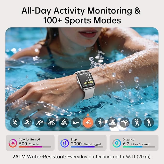 Tensky Smart Watch for Women/Men, 1.85'' HD Touchscreen Smartwatch for Android/iPhone/Samsung/(Bluetooth Call), Alexa Built-in, 100+ Sport Modes Fitness Digital Tracker, Sleep/Heart Rate/SpO2 Monitor