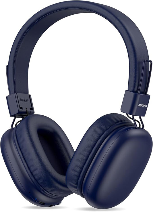 Kids Bluetooth Headphones, Over-Ear Wireless Headphones with Microphone, Safe-Volume 85dBA, Bluetooth 5.4, Foldable Lightweight and Comfortable, 50H Playtime, USB-C Charging, Blue