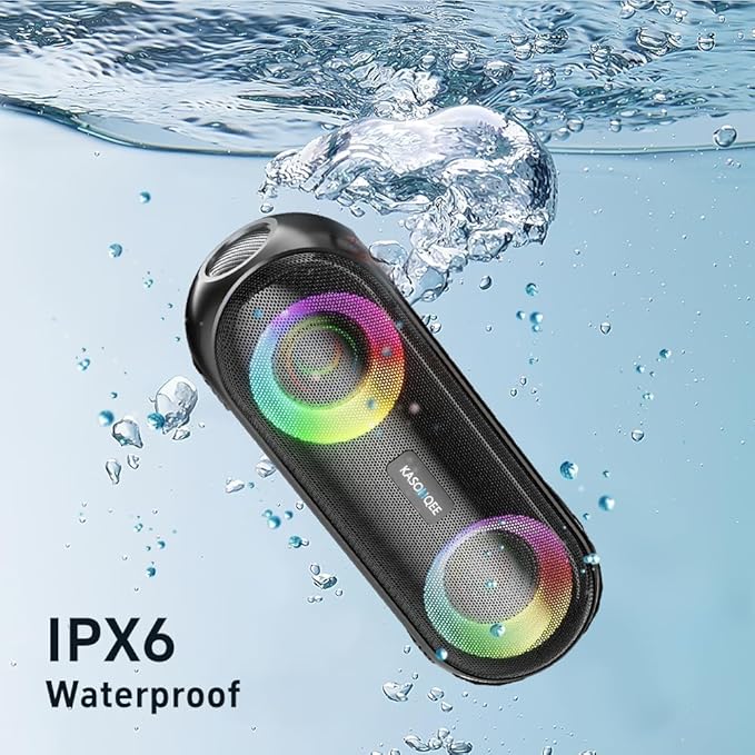 Portable Bluetooth Speaker with RGB Lights, 20W Loud Sound, IPX6 Waterproof, 20H Playtime, Wireless Speakers for Travel, Sport, Party, Outdoor, Shower