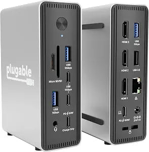 Plugable USB-C Triple Display Laptop Docking Station 3 Monitors, 15-in-1: 3X HDMI, Dual 4K or Triple (1x 4K60 + 2X 1080p) 2.5GbE, 100W PD, 30W USB-C Charge Port, Driverless for Windows, UD-MSTH3 - Image 1