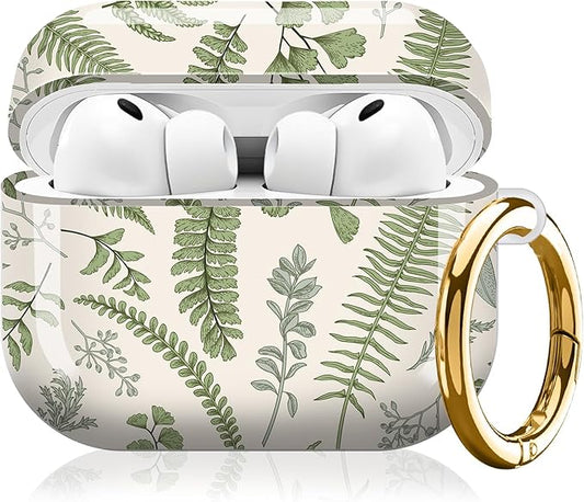 Compatible with AirPod Pro 3 (2025),Cute Case Cover for Women & Men, Full Protection Shockproof Hard Case with Keychain, Wireless Charging Case Accessories(Vintage Ferns)