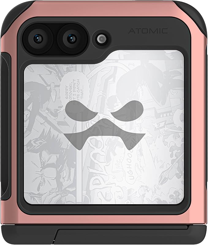 Ghostek Atomic Slim Galaxy Z Flip 6 case with Built-in Kickstand - Clear Back with Aluminum Metal Bumper, Protective Phone Case, Limited Edition Color for 2024 Samsung Z Flip 6 Case (6.7") (Pink)