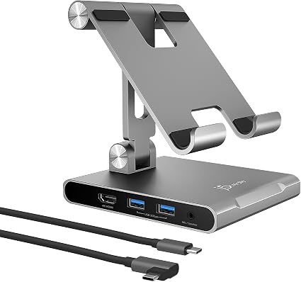 j5create Adjustable Tablet Stand with USB Type C Docking Station for iPad