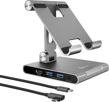 j5create Adjustable Tablet Stand with USB Type C Docking Station for iPad
