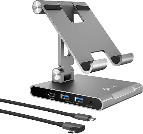 j5create Adjustable Tablet Stand with USB Type C Docking Station for iPad