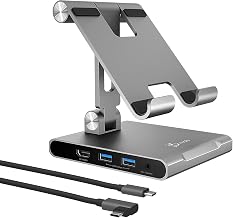 j5create Adjustable Tablet Stand with USB Type C Docking Station for iPad