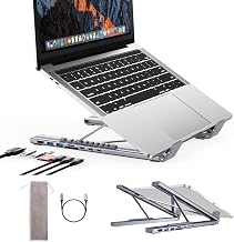 Laptop iPad USB C Docking Station Stand,Aluminum Tablet Holder, 8 in 1 USB C Hub with 4K HDMI, PD 100W, 2 USB 3.0, SD/TF Reader, for MacBook/iPad/Dell/HP/Surface/Lenovo, Plug and Play - Image 1