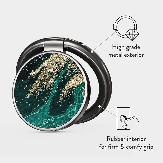 BURGA Cell Phone Ring, Holder Grip and Stand - Finger Phone Grip for Back of Smartphone Case, Kickstand 360 Rotation, Universal Ring for iPhone Samsung Galaxy Huawei Google Pixel, Stylish Accessories