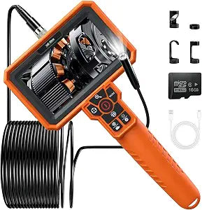 Handheld Inspection Camera with 7.2” Screen, Built-in 16GB Storage, Standalone Endoscope Camera – Record & Playback, 8 LED Lights, Rechargeable Borescope for Pipe, Wall & Auto Inspection