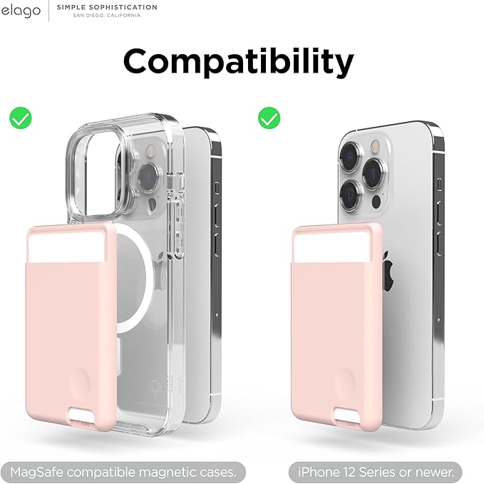 elago Magnetic Wallet Card Holder 2-Cards Compatible with MagSafe for iPhone - Secure Phone Wallet, Long Last Silicone, Scratch and Damage Protection