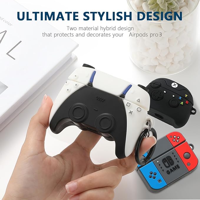[2Pac] Compatible Airpods Pro 3 Case(2025),Cute Gamepad Design Cases Soft Silicone Protective Cases for Apple AirPods Pro 3rd Generation Case,Airpod Pro 3 Cover with Keychain for Men/Boy
