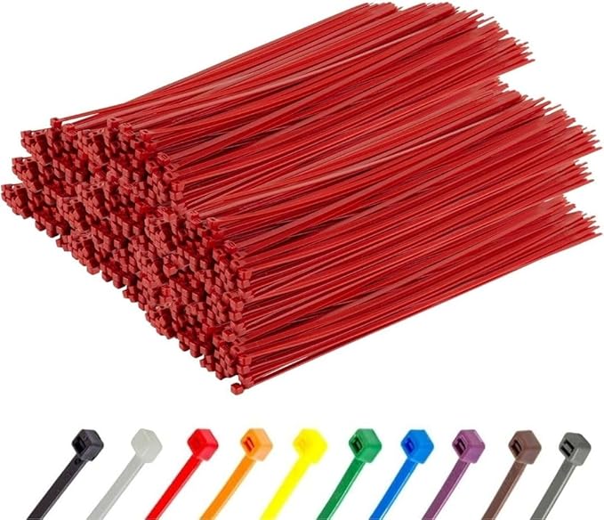 GTSE 14 Inch Red Heavy Duty Zip Ties, 1,000 Bulk Pack, 120lb Strength, UV Resistant Nylon Cable Ties, Self-Locking 14" Tie Wraps