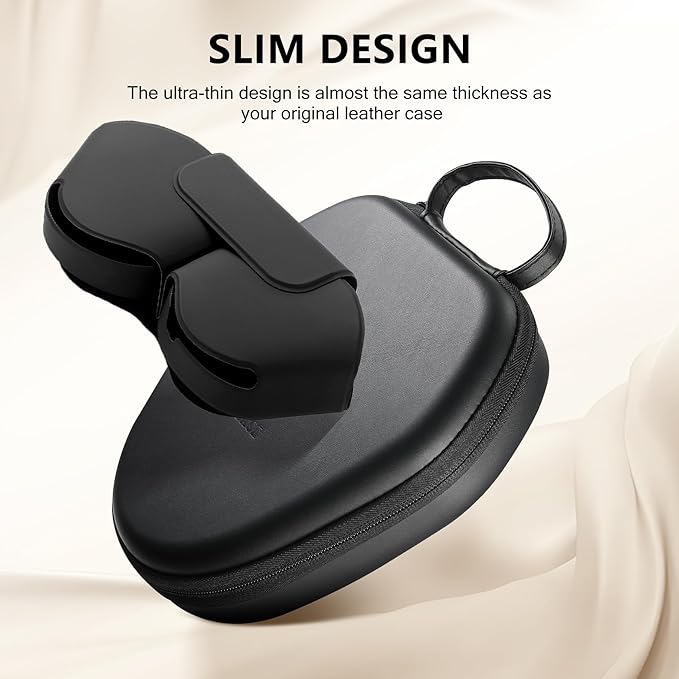 Maxjoy for AirPods Max Case [Shockproof & Dustproof] - Premium PU Leather & EVA Hybrid Hard Protective Cover, Travel Carrying Case with Storage for Apple AirPods Max Headphones (B-Black-EVA)