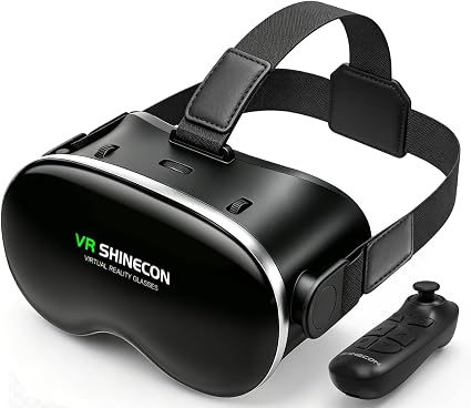 VR Headset with Bluetooth Controller, HD Aspheric Lenses, Adjustable Focus & IPD – Universal Fit for 4.7–7" Smartphones with Heat Dissipation Design