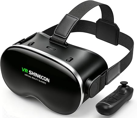 VR Headset with Bluetooth Controller, HD Aspheric Lenses, Adjustable Focus & IPD – Universal Fit for 4.7–7" Smartphones with Heat Dissipation Design