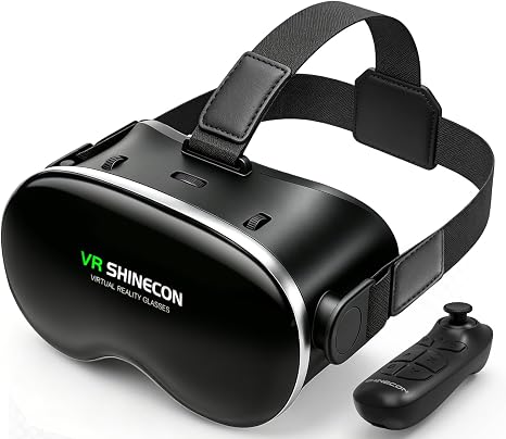 VR Headset with Bluetooth Controller, HD Aspheric Lenses, Adjustable Focus & IPD – Universal Fit for 4.7–7" Smartphones with Heat Dissipation Design