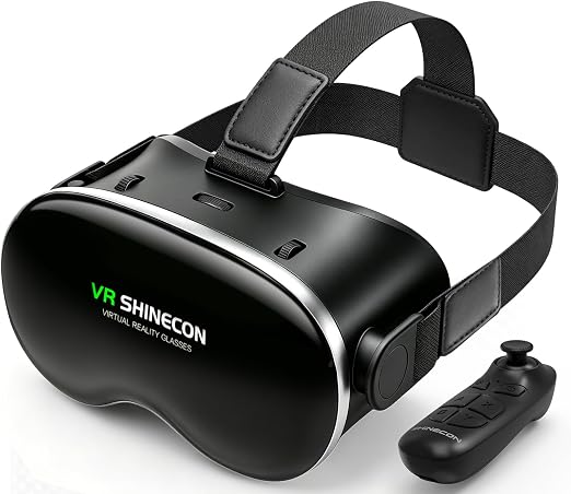 VR Headset with Bluetooth Controller, HD Aspheric Lenses, Adjustable Focus & IPD – Universal Fit for 4.7–7" Smartphones with Heat Dissipation Design