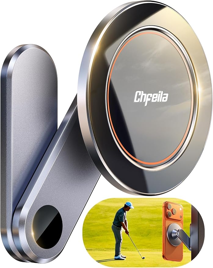 Magnetic Golf Cart Phone Holder: [One Hand 360° Adjustable & 36X Strong Magnets] Golf Cart Phone Holder for iPhone 17-12, Golf Accessories Gifts for Men Dad Husband,Fits EZGO Yamaha Club Car Iron Gray