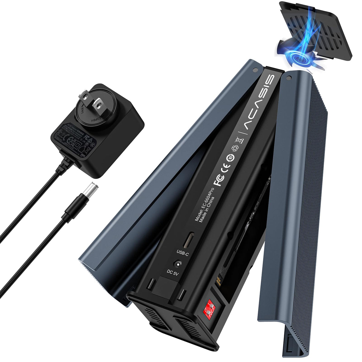 M.2 NVMe SSD Cloner, Dual-Bay Offline Duplicator with Cooling Fan, USB C to M.2 Cloner, Pcle Size 2230/2242/2260/2280 Compatible (Grey)