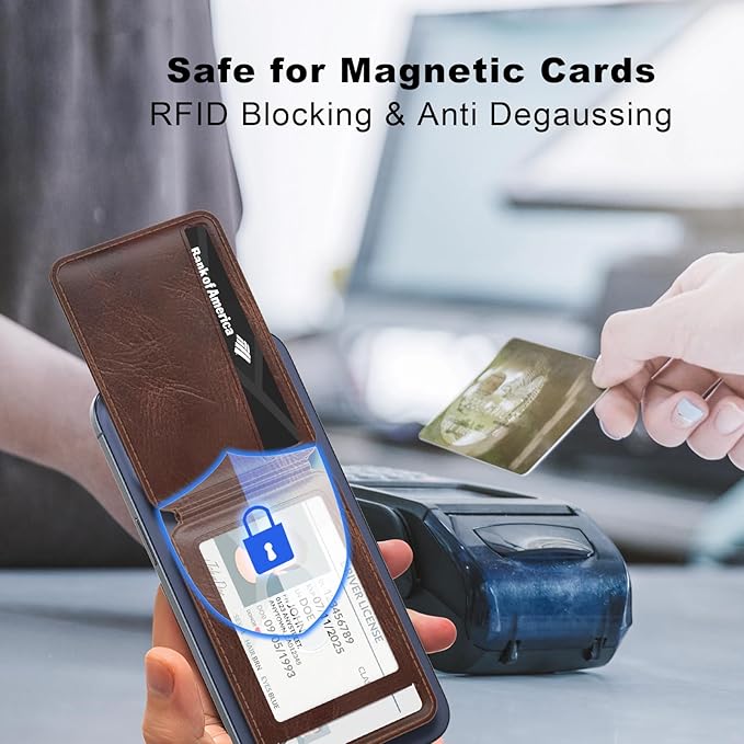 typecase Magnetic Wallet Compatible with Magsafe: Magnetic Phone Wallet & Card Holder for Apple iPhone 16 15 14 13 12 Pro Max - Adjustable Mag Safe Wallet Stand with 4 Card Slots - Brown