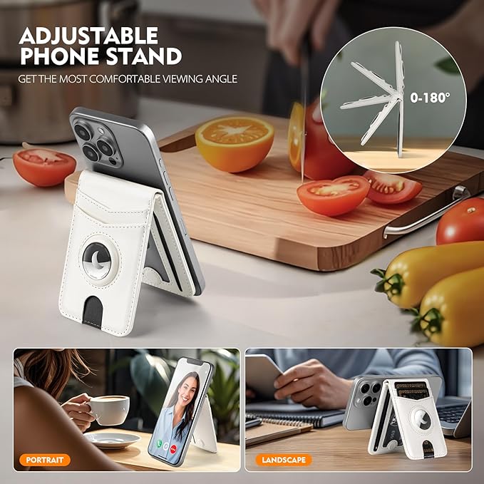 Compatible with Magsafe Case with RFID Blocking Card Holder AirTag pocket for iPhone 17/16/15/14/13/12 Pro/Pro Max/PlusSeries,Not Fit iPhone Mini,White