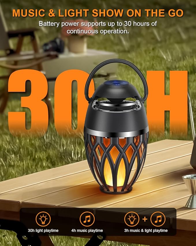 2 Pack Outdoor Bluetooth Speakers,Wireless Speaker with LED Flame Speaker BT 5.0,IP5X Waterproof Torch Lantern for Patio Pool Party,Valentines Day Gifts for Men