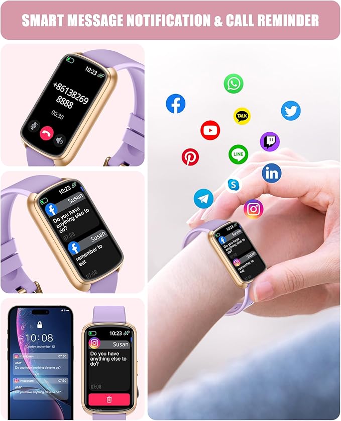 RLQA Fitness Tracker, Smart Watch for Women Men with 24/7 Heart Rate/Blood Pressure/Blood Oxygen Monitor,Sleep Tracker,Step & Calorie Counter, IP68 Waterproof Fitness Watches for Android&iPhone