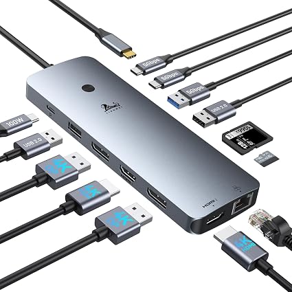 LIONWEI USB C Docking Station for Laptop, Triple Monitor Dock with 2 HDMI