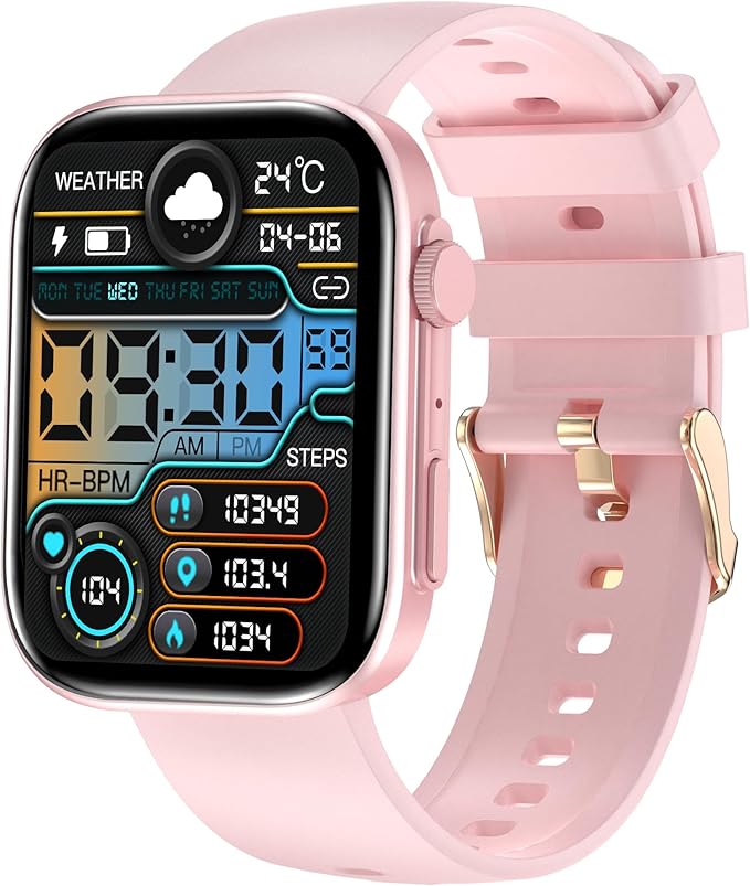 Smart Watches for Women, 2.01" HD Screen with 200+ Watch Faces, Heart Rate/SpO2/Sleep Monitor, 123 Sports Modes, IP68 Waterproof Fitness Tracker, Make/Answer Calls, Compatible with Android iPhone
